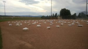 Field of fireworks boxes set for the show at Metzler Ranch Park Saturday